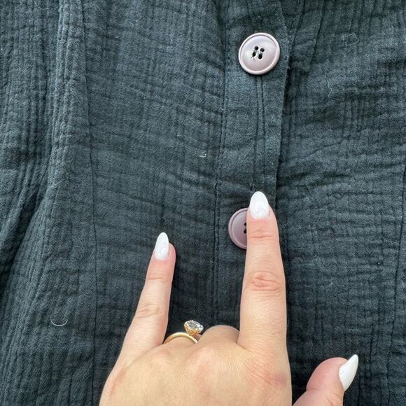 Free People Sunstreaks Tie Front Button Down Long Sleeve Blouse Size Medium - Picture 7 of 11